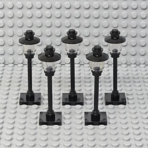 Lot of 5 Lego Street Light Pole Lamp Trans-Clear Globe Square Base City Town