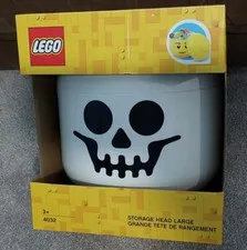 New! Lego Skeleton Large Storage Head Halloween White