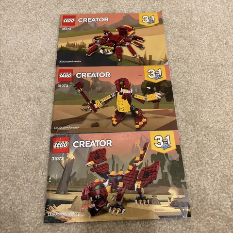 LEGO 31073 Creator 3 in 1 Mythical Creatures Set Instruction Manual Booklets