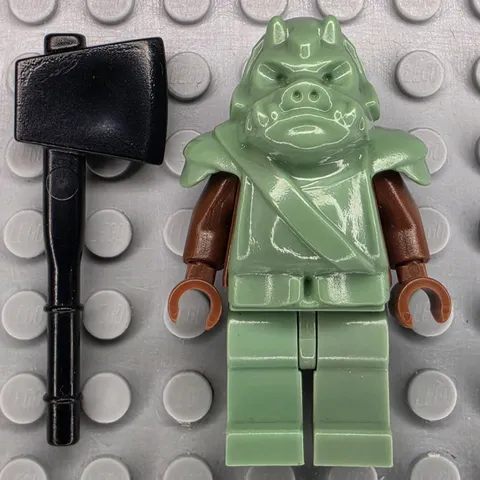 Lego Star Wars Minifigure SW0087 Gamorrean Guard Sand Green Reddish Brown Arms