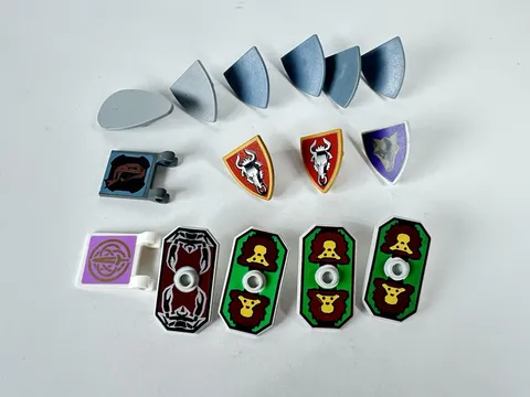 Vintage LEGO Kingdoms Shields Lot - Rascus Danju Adric Vladek