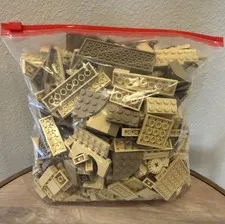 2 lbs LEGO Tan Beige Bulk Lot Bricks Plates Pieces Parts Clean and Sanitized