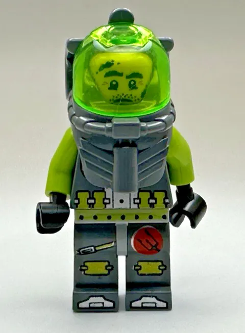 LEGO Atlantis Diver Minifigure Deep Sea Diving Suit Trans Green Helmet SCUBA
