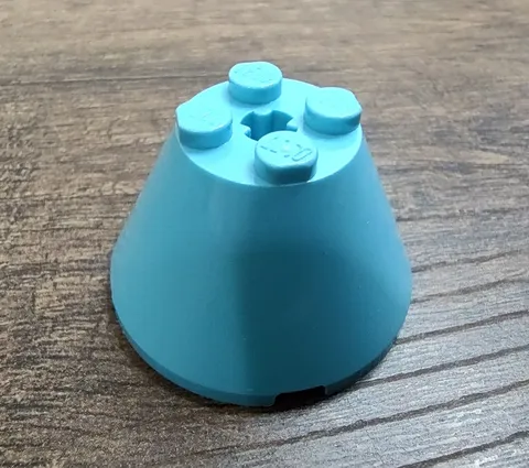 LEGO Cone 4 x 4 x 2 with Axle Hole 3943b Medium Azure