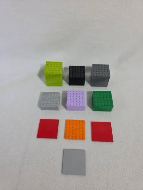 LEGO Base Plates & Tiles Lot 6x6 Assorted Colors (3958) Lime Green Grey Black