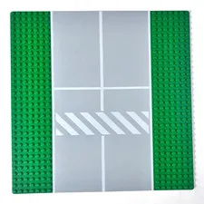 Lego Baseplate Road 32 x 32 Green and Grey Road with Crosswalk