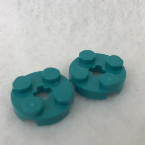 LEGO 4032 Dark Turquoise Plate, Round 2 x 2 with Axle Hole (x2)