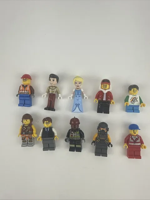 10 Lego CITY Minifigure Lot 10 Assorted People Citizens Workers