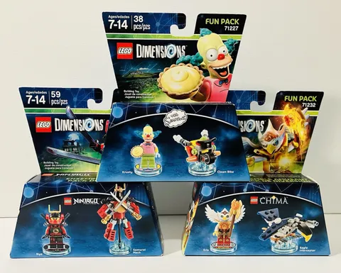Lot of 3 Lego Dimensions Fun Packs: Ninjago, Chima & Simpsons- New