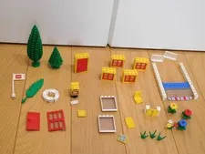Old LEGO Block Parts Movable Awning Mailbox Letter Openable Windows Flowers Door