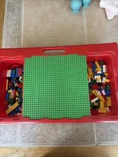 Lego Lap Build Table Carrying Storage Case Sliding Green Bases with Lego Lot 90s