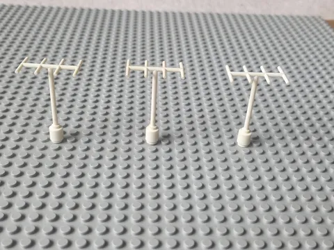 3 THREE Vintage LEGO Milky White Antenna with Side Spokes  White 
