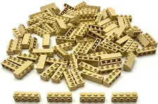 Lego 100 New Tan Bricks Building Blocks Modified 1 x 4 with Studs on Side Parts