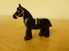 LEGO Minifigure Black Horse with Brown Bridle Pattern Animals Farm