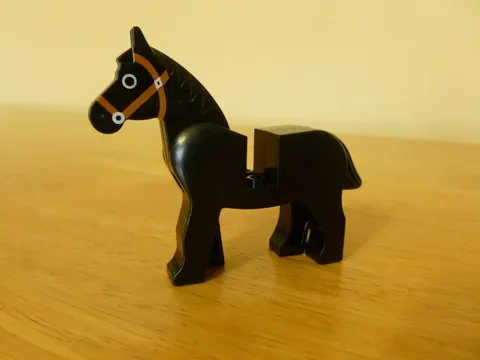 LEGO Minifigure Black Horse with Brown Bridle Pattern Animals Farm