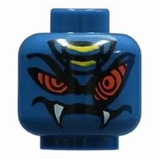 LEGO Minifigure, Head Alien Snake with Black Long Eyebrows, Large Red Eyes
