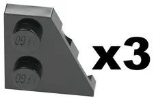 Lego Part 24307 RIGHT Black WEDGE PLATES 2 x 2 Qty 3 BK1