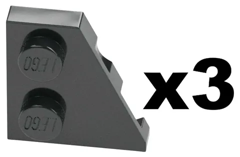 Lego Part 24307 RIGHT Black WEDGE PLATES 2 x 2 Qty 3 BK1