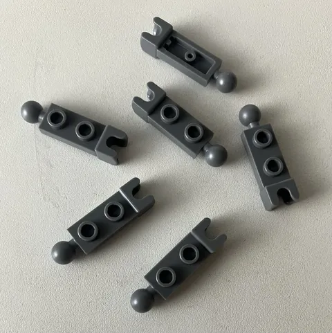 LEGO 6x New Pieces 1x2 Plate Ball/Cup Friction Tow Bar DARK BLUISH GREY #14419