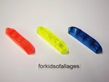 3 Lego #40996 Bricks 1x4 w/ Sloped Ends (Trans Neon Orange, Neon Green, Blue)