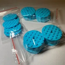 25x NEW Genuine LEGO -  Medium AzurePlate, Round 6 x 6 with Hole