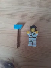 LEGO Ninjago Cole minifigure in his White Wu-Cru Training Gi with a hammer