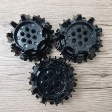 LEGO - 64712 Wheels Black Plastic with Small Cleats and Flanges, 2007 Lot of 3
