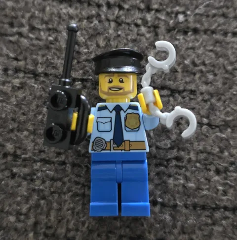 LEGO Town Police Minifigure Police Officer Radio Handcuffs Black Cap