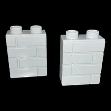 lot of 2 light gray Duplo textured block-1X2 bricks-combined ship (MISC38)