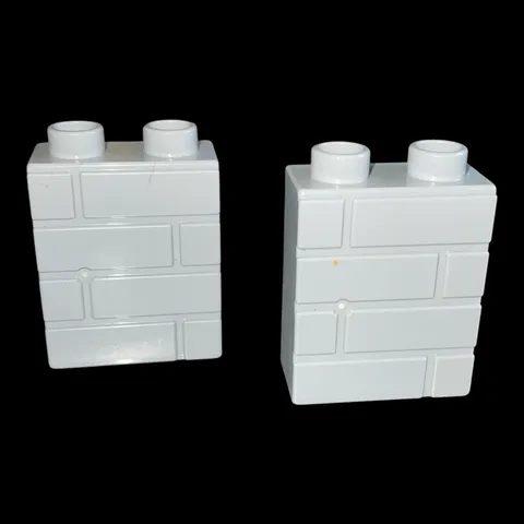 lot of 2 light gray Duplo textured block-1X2 bricks-combined ship (MISC38)