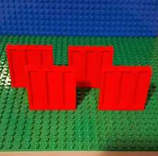 LEGO Panel 1 x 6 x 5 with a vertical corrugated profile in Red. 4 Pieces