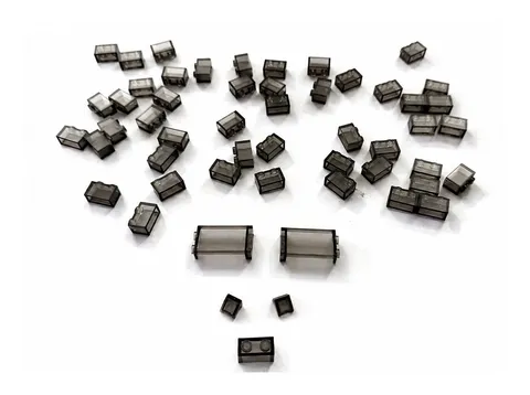 40+ Genuine LEGO Trans-Black Smoke Transparent Bricks 1x2 Mixed Parts Lot