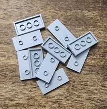 LEGO Light Bluish Gray Plate, Modified 2 x 4, 2 Studs, Double Jumper QTY 10. 