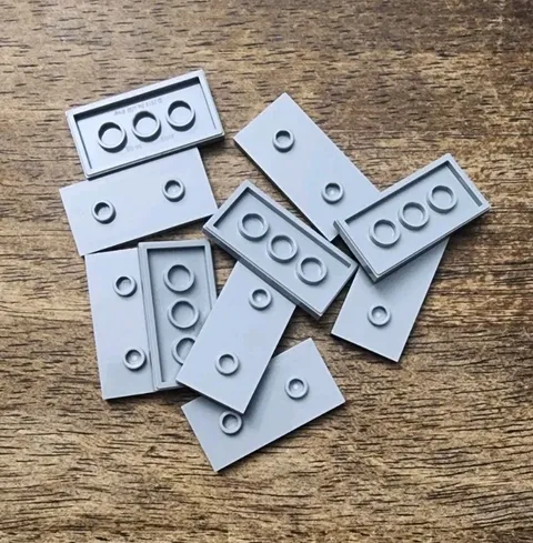 LEGO Light Bluish Gray Plate, Modified 2 x 4, 2 Studs, Double Jumper QTY 10. 