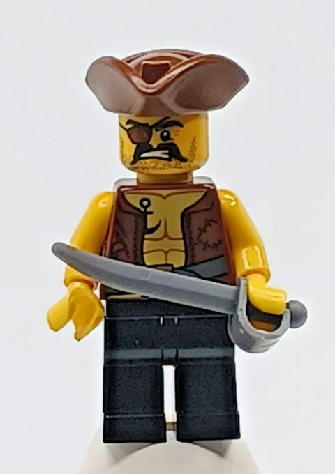 Lego pi162 Pirate 4 - Minifigure -Pirates III-vest/anchor/eye patch/triangle hat