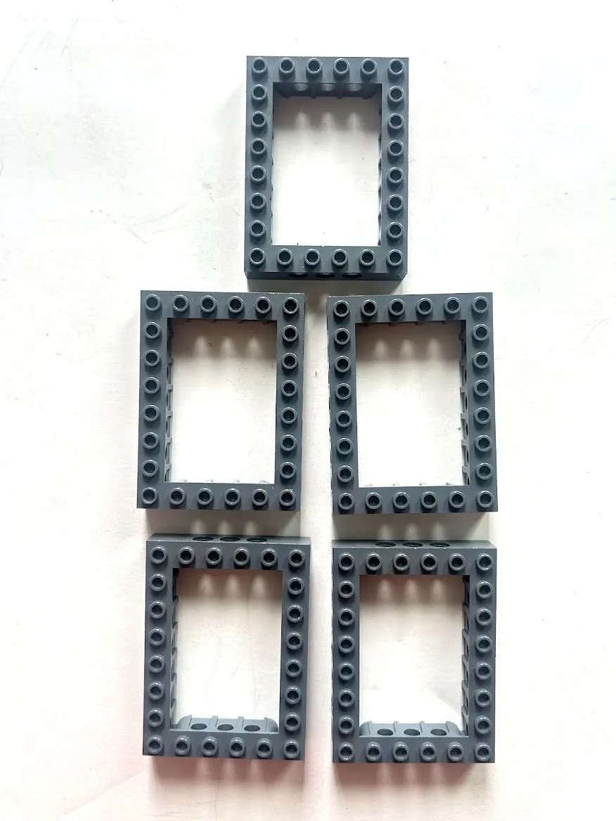 Lego Lot of 5 Technic Brick Open Center 4x6 Bluish Gray Frame Rectangular 32531