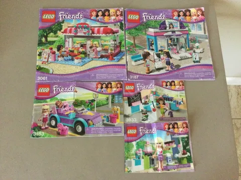 Lot of (5) Lego Friends Instruction Manuals - #3061 #3930 #3933 #3183 #3187