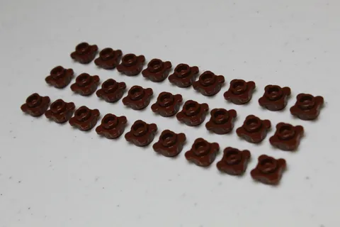 (27) LEGO Round Plate 1x1 w/ Flower Edge - 4 Petals #33291 - Reddish Brown 