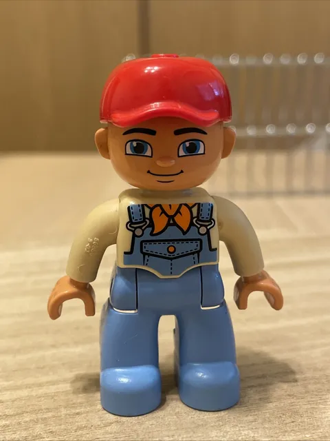 Man Farmer Overalls bandana Red Hat worker minifigure LEGO 