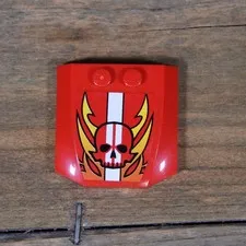 LEGO World Racers Red Wedge 4x4x2/3 Skull Flames and Stripe Sticker 45677pb060