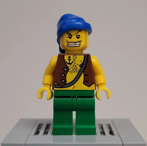 LEGO Pirates | pi107 Pirate Minifigure | Vest And Anchor Tattoo | 6240 | 2009