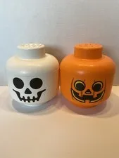 LEGO Halloween Jack O’ Lantern  Pumpkin & Skeleton Storage Heads Small 2-Pack 