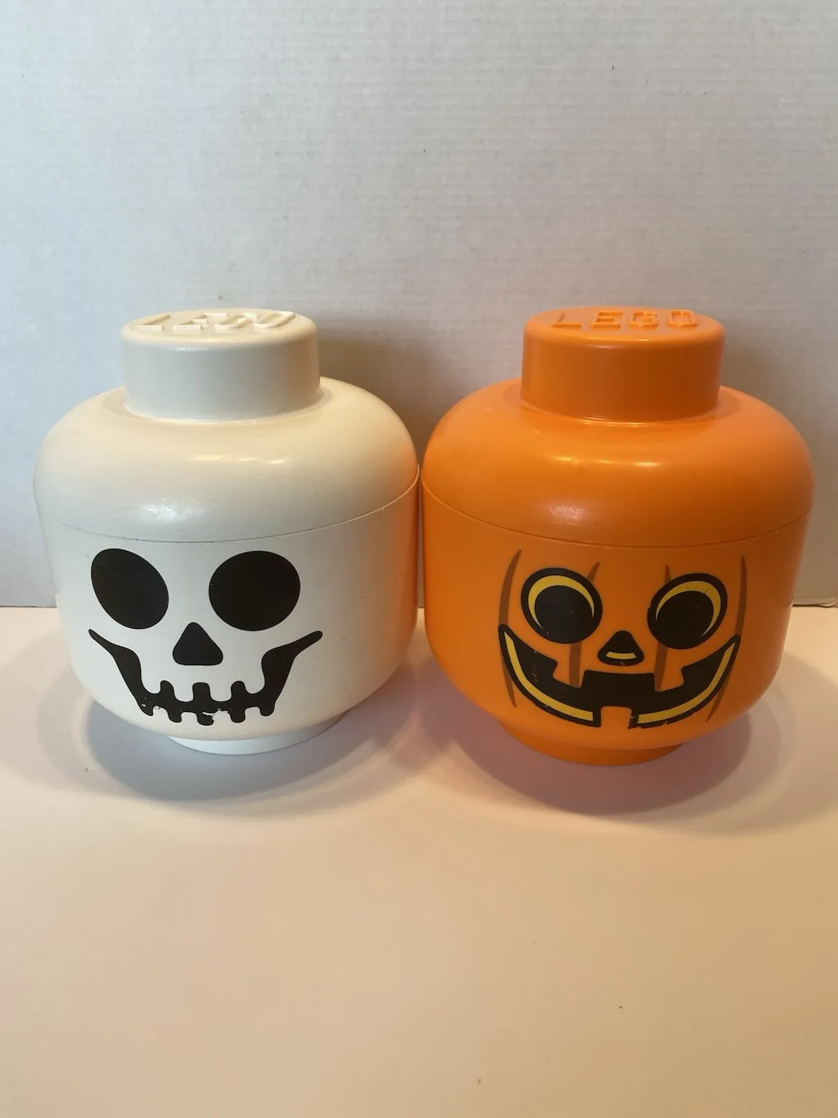 LEGO Halloween Jack O’ Lantern  Pumpkin & Skeleton Storage Heads Small 2-Pack 