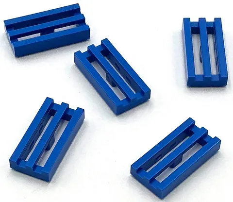 Lego 5 New Blue Tiles Modified 1 x 2 Grille with Bottom Groove Parts