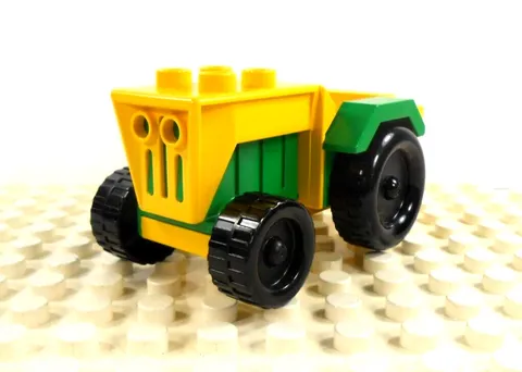Lego Duplo Item Tractor small 1 piece yellow/green w/ black wheels vintage