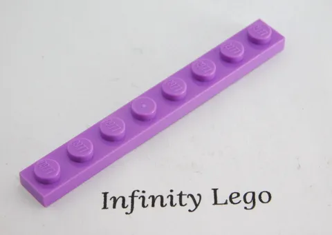 12 LEGO Medium Lavender Plates 1 x 8 (3460) - (12 Pieces)