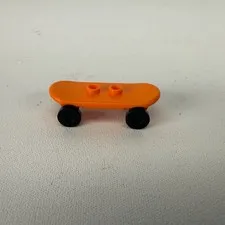 1x Lego Skateboard orange BLACK WHEELS