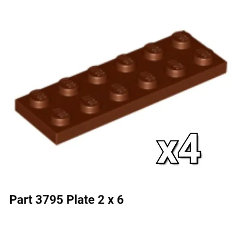 NEW LEGO Parts REDDISH BROWN 3795 Pack of 4 - Plate 2 x 6 - 4211247