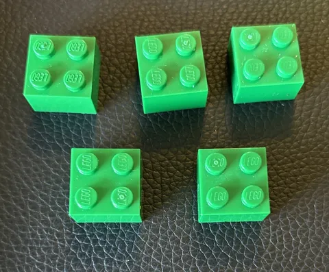 Lego 5 Green 3003 Bricks Stud Pieces 2x2 Brick Replacement Set