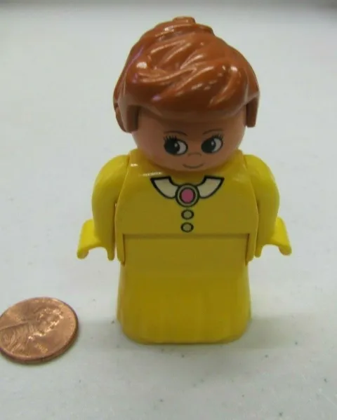 Lego Duplo FANCY HAIR UP LADY WOMAN in Yellow Dress Western FIGURE House Vtg